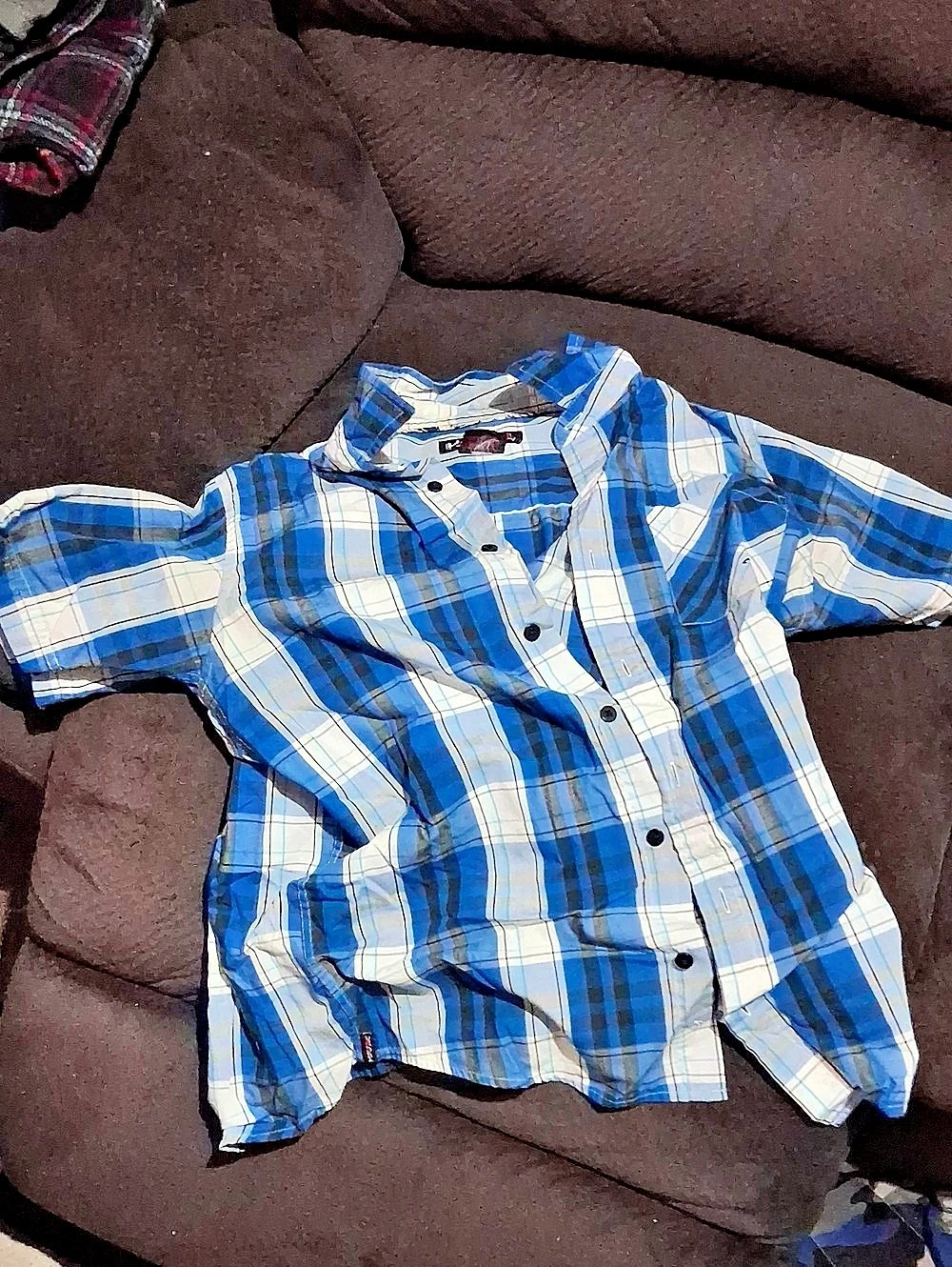 Hawke & Co Plaid Button Down in Blue & White